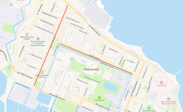 9 мая в Кронштадте автобусы пустят в объезд проспекта Ленина и Советской улицы