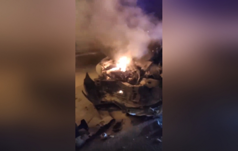 Автомобиль пьяного водителя загорелся после ДТП в Красногвардейском районе