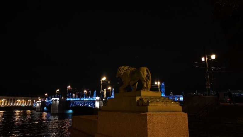 Дворцовый мост украсили праздничной иллюминацией ко Всемирному дню туризма