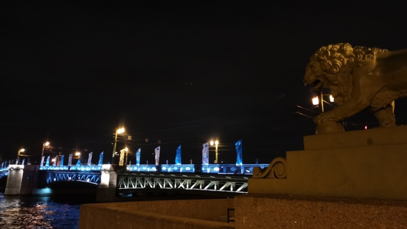 Дворцовый мост украсили праздничной иллюминацией ко Всемирному дню туризма