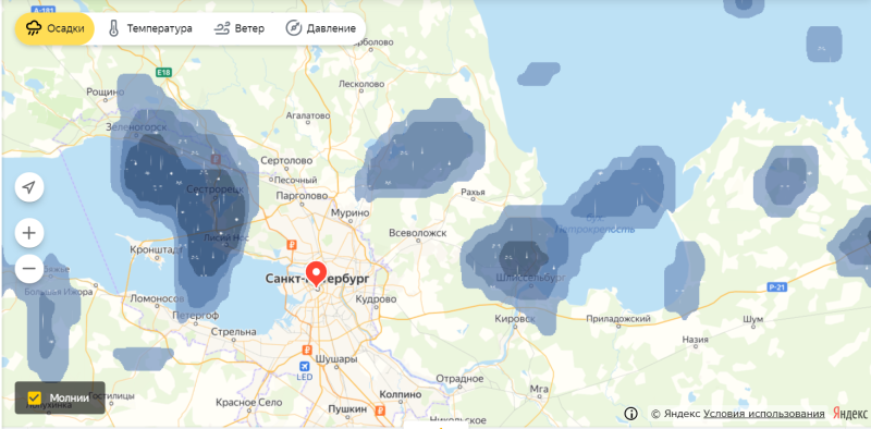 Ливень обошел стороной некоторые районы и не порадовал «горячих» от жары петербуржцев