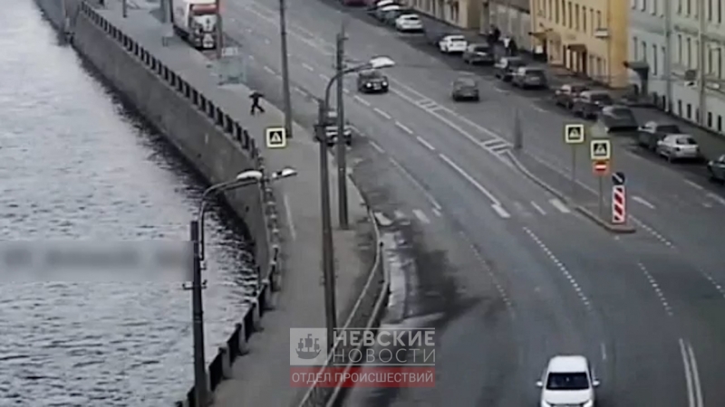 Падение мужчины с Дворцовой набережной в Неву попало на видео