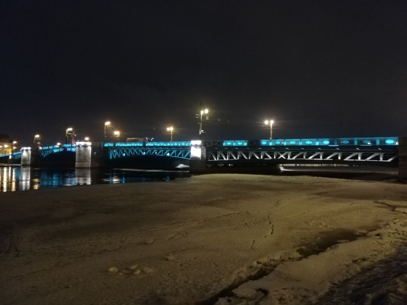 Петербуржцы в День св. Патрика фотографируют украшенный к празднику мост