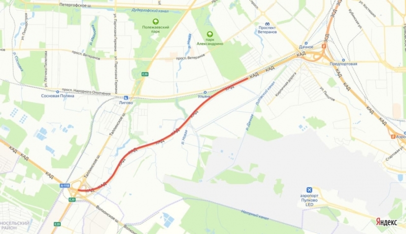 Ремонт дороги перекроет две полосы Кольцевой между Таллинским шоссе и ЗСД