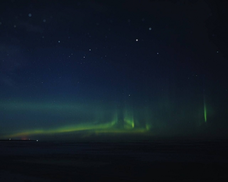 Северное сияние над Ладожским озером удалось заснять фотографу