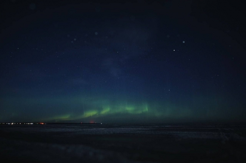 Северное сияние над Ладожским озером удалось заснять фотографу