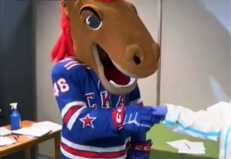 Талисман хоккейного клуба СКА Конь-Огонь получил прививку от КОВИД