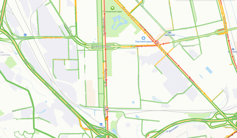 Топ-5 пробок на дорогах Петербурга утром 10 сентября по версии «Яндекса»