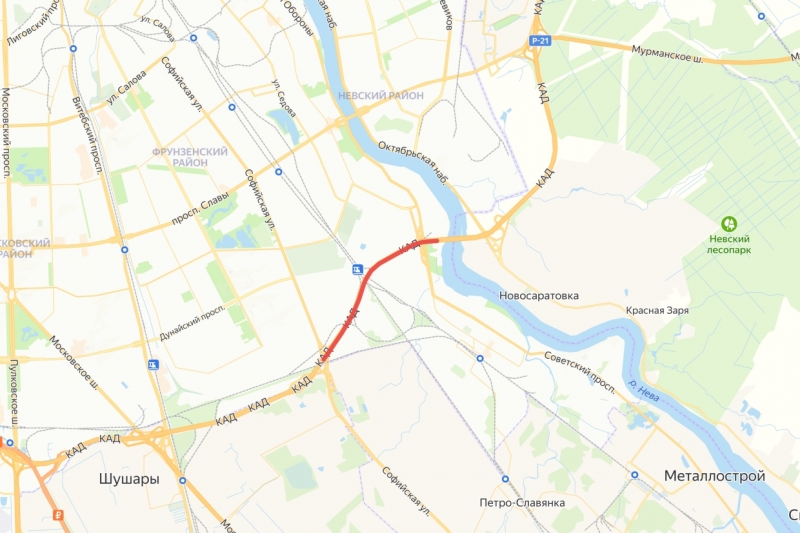 Участок внешнего кольца КАД в Петербурге перекроют на восемь дней